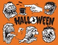 Halloween set vector illustration poster template Royalty Free Stock Photo