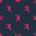 Set Horse and Crab on seamless pattern. Vector