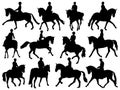 Set of horse dressage silhouette vector art