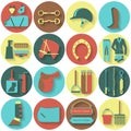 Set of horse equipment icons