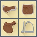 Set of horse gear in flat style 2 Royalty Free Stock Photo