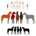 Set of horse group Royalty Free Stock Photo