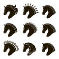 Set of horse heads