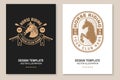 Set of Horse riding sport club flyer, brochure, banner, poster. Vector illustration. Vintage monochrome equestrian label Royalty Free Stock Photo