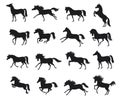 Set with horse silhouettes. Royalty Free Stock Photo