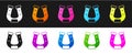 Set Horseshoe icon isolated on black and white background. Vector Royalty Free Stock Photo