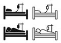 Set of hospital bed icon. Patient Icon. Person in hospital bed. Vector illustration