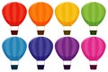 Set of hot air balloons in eight colors