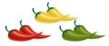 A set of hot chili peppers in red, green and yellow. Vegetables. Illustration vector Royalty Free Stock Photo