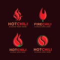 Set of hot flaming chili logo icon vector