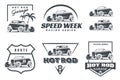 Set of Hot Rod logo, emblems and icons. Royalty Free Stock Photo