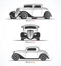 Set of hot rod or vintage custom sports car silhouettes. Vector illustration