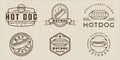 set of hotdog line art vector illustration template icon graphic design. bundle collection of various hotdogs street and fast food Royalty Free Stock Photo