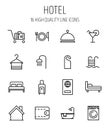 Set of hotel icons in modern thin line style