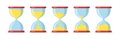 Set of hourglass with sand. Sandglass icon, glass timer for animation design. Concept of deadline, countdown measurement. vector