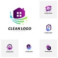 Set of House Cleaning Logo Concept Design Vector. Cleaning Home Logo Template Royalty Free Stock Photo