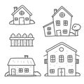 Set of house doodle vector illustration isolated on white background Royalty Free Stock Photo