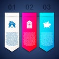 Set House flood, Health insurance and Piggy bank. Business infographic template. Vector