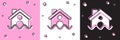 Set House flood icon isolated on pink and white, black background. Home flooding under water. Insurance concept Royalty Free Stock Photo
