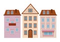 Set House icon. Old street european town. Urban landscape.