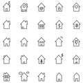 Set of house icon, Thin simple outline of home with vareity shape vector