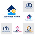 Set of House Infinity logo design vector. Nolimit House logo design template concept Royalty Free Stock Photo