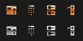 Set House intercom system, Password protection, Casting keys and Door handle icon. Vector Royalty Free Stock Photo
