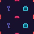 Set House, key, Garage and Closed door on seamless pattern. Vector Royalty Free Stock Photo