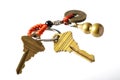 A set of house keys isolated on a white background Royalty Free Stock Photo