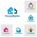 Set of House Medical Logo Template Design. Health Plus Home Logo Vector