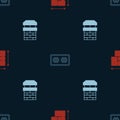 Set House plan, Electrical outlet and Chimney on seamless pattern. Vector Royalty Free Stock Photo