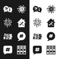 Set House service, Bacteria, Question and Exclamation, Office folders, Hashtag speech bubble, and icon. Vector Royalty Free Stock Photo