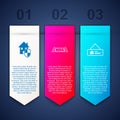 Set House under protection, plan and Hanging sign with For Rent. Business infographic template. Vector