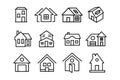 Set of house vector icons. Homes clipart symbols. Home pictogram collection.