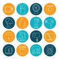 Set of household appliances contour icons on colorful round web Royalty Free Stock Photo