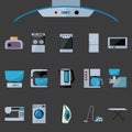 Set of household appliances flat icons Royalty Free Stock Photo