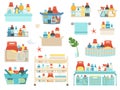 Set of household chemicals, shampoos and hygiene products for the bathroom in baskets Royalty Free Stock Photo