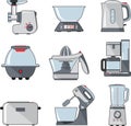 Set of household kitchen appliances
