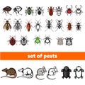 Set of household pests in pure style