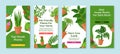 Set of houseplant poster vertical landing page vector flat illustration. Online guide information Royalty Free Stock Photo