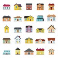 Set houses, buildings, and architecture variations in flat style Royalty Free Stock Photo