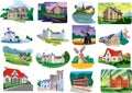 Set - houses, cottages in the vector Royalty Free Stock Photo