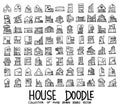 Set of Houses icons Drawing illustration Hand drawn doodle Sketch line vector eps10 Royalty Free Stock Photo