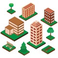 A set of houses in an isometric projection.