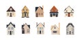 Set of houses vector, cartoon private house icon, flat illustration design Royalty Free Stock Photo