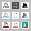 Set html document file icon. collection Icons of various file formats with modern design