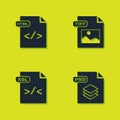 Set HTML file document, PSD, XSL and TIFF icon. Vector