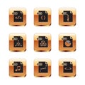 Set HTML file document, WAV, SVG, 3DS, OBJ, ZIP, XML and CSS icon. Vector Royalty Free Stock Photo