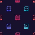 Set HTML file document, XML, XLS and XSL on seamless pattern. Vector Royalty Free Stock Photo