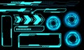 Set of HUD circle modern user interface elements design technology cyber blue on black futuristic vector Royalty Free Stock Photo